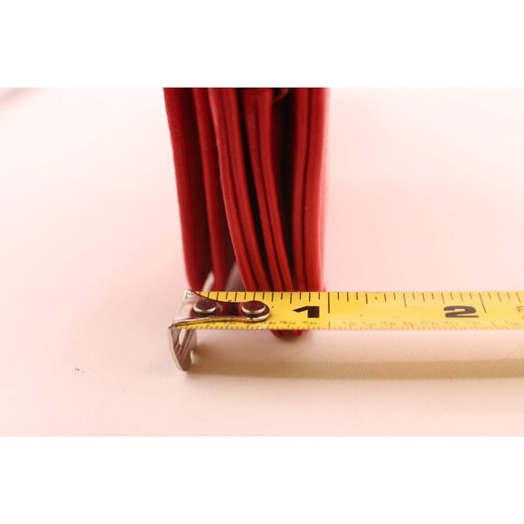 Red Clutch Wallet Kiss Lock Coin Purse Folding Floral Lining Faux Leather Vtg - Picture 9 of 9